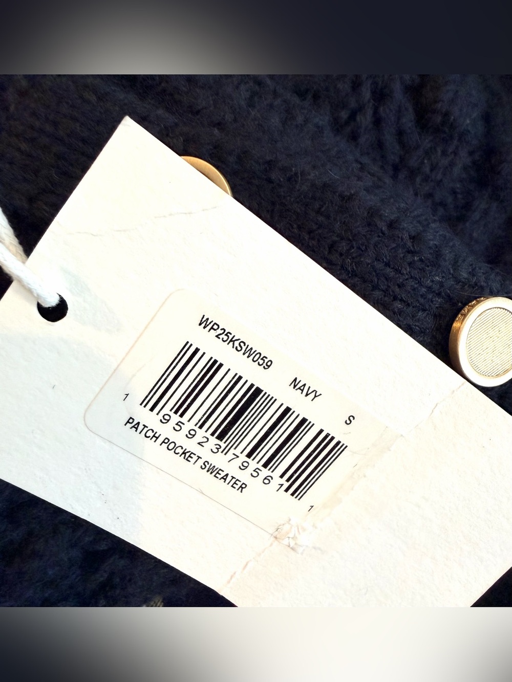 Frame Navy Alpaca Wool Cable-Knit Sweater Gold Button Detail Small NWT $398 MSRP - Picture 13 of 14